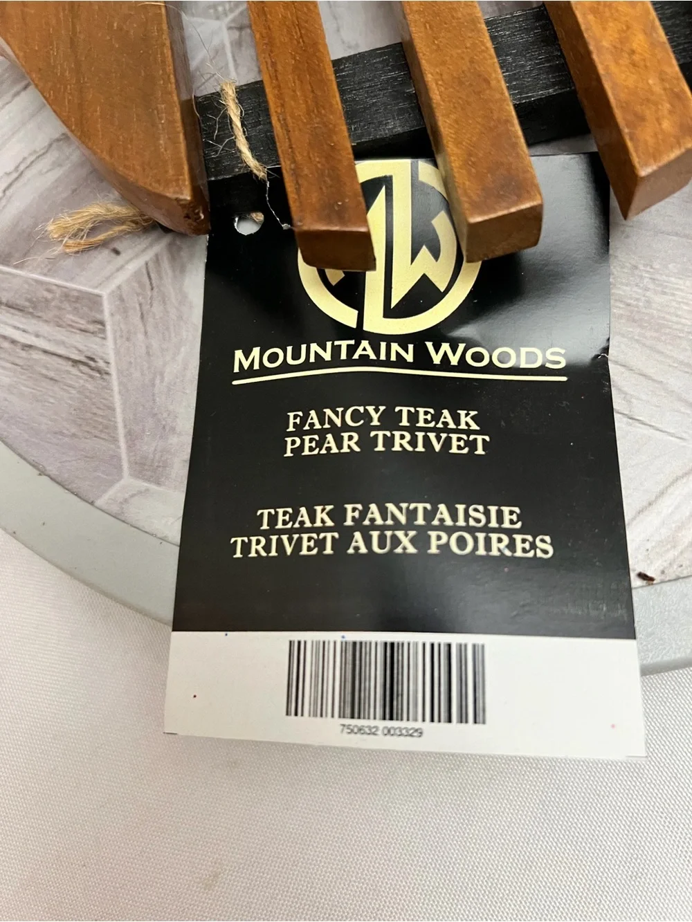 Mountain Woods Fancy Teak Pear Trivet Wooden Hot Pot Holder New With Tag